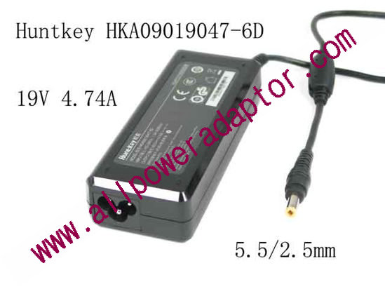 Huntkey HKA09019047-6D AC Adapter- Laptop 19V 4.74A, 5.5/2.5mm, 3-Prong
