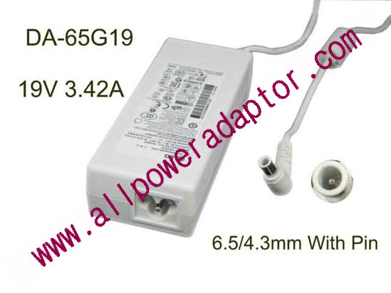 LG AC Adapter- Laptop 19V 3.42A, 6.5/4.3mm W/Pin, 3-Prong
