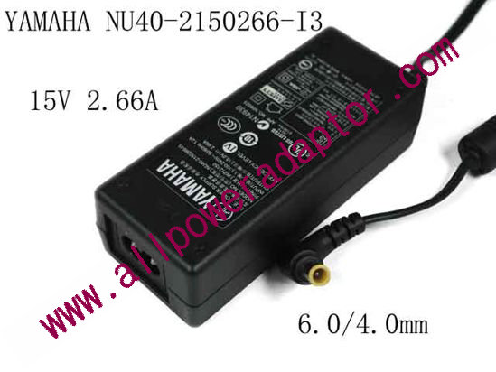 YAMAHA NU40-2150266-I3 AC Adapter 15V 2.67A, 6.0/4.0mm, 2-Prong