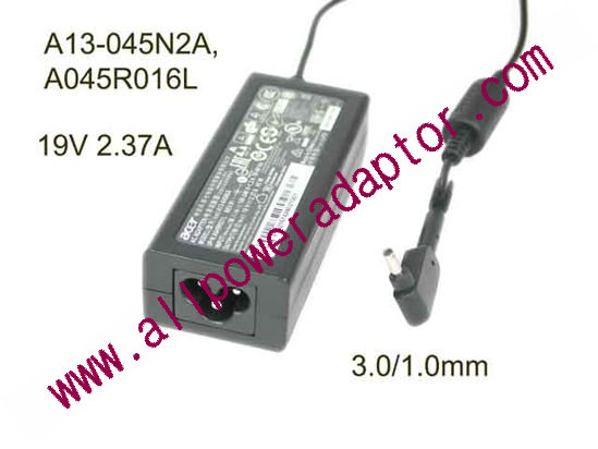 Acer Common Item (Acer) AC Adapter- Laptop 19V 2.37A, 3.0/1.0mm, 3-Prong, Z2