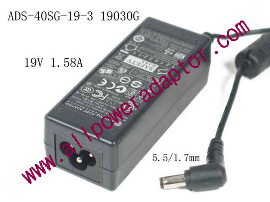 HOIOTO ADS-40SG-19-3 AC Adapter- Laptop 19030G, 19V 1.58A, 5.5/1.7mm, 3-Prong,
