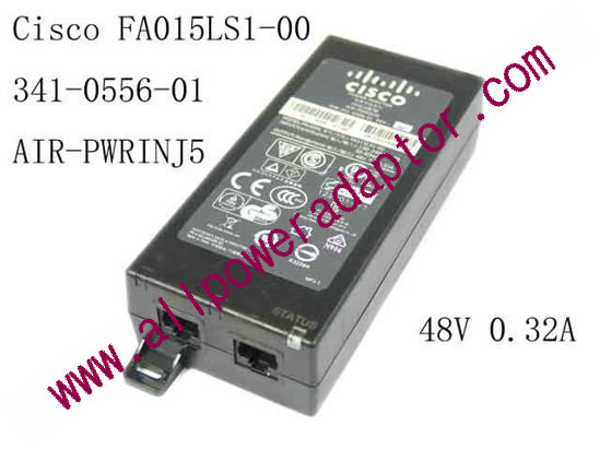Cisco FA015LS1-00 AC Adapter- Laptop 48V 0.32A, AIR-PWRINJ5, 341-0556-01 - Click Image to Close