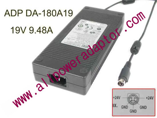 APD / Asian Power Devices DA-180A19 AC Adapter- Laptop 19V 9.48A, Barrel Tip, C14