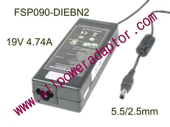 FSP Group Inc FSP090-DIEBN2 AC Adapter- Laptop 19V 4.74A, Barrel 5.5/2.5mm, 3-Prong