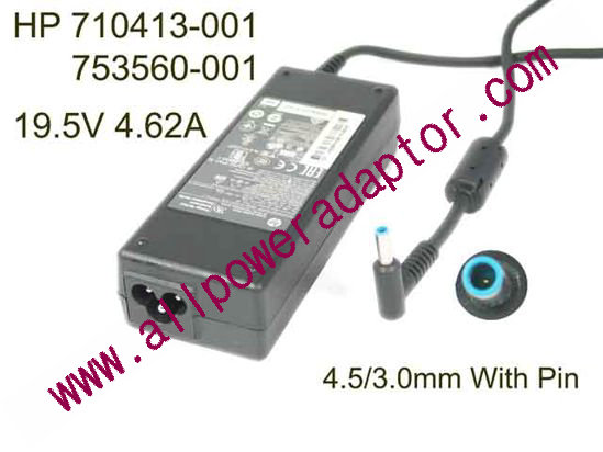 HP AC Adapter (HP) AC Adapter- Laptop 19.5V 4.62A, 4.5/3.0mm WP, 3P