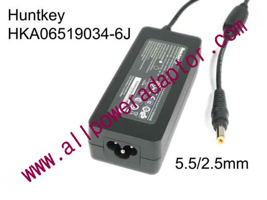 Huntkey HKA06519034-6J AC Adapter- Laptop 19V 3.42A, 5.5/2.5mm, 3P