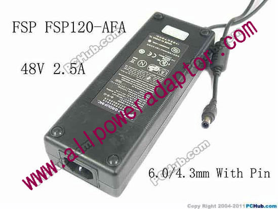 FSP Group Inc FSP120-AFA AC Adapter- Laptop 48V 2.5A, Barrel 6.0/4.3mm With Pin, IEC C14, New