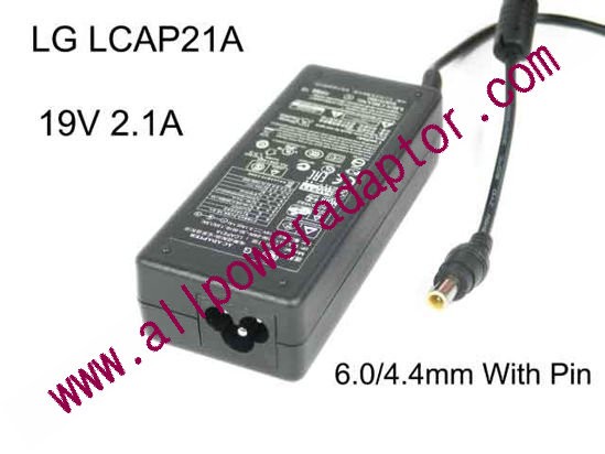 LG AC Adapter (LG) AC Adapter- Laptop LCAP21A, 19V 2.1A, Barrel 6.0/4.4mm With Pin, 3-Pr