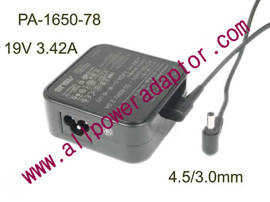 ASUS Common Item (Asus) AC Adapter- Laptop PA-1650-78, 19V 3.42A, Barrel 4.5/3.0mm, 3-Prong