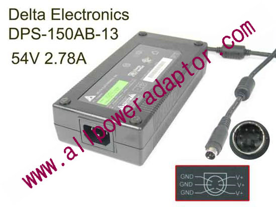 Delta Electronics DPS-150AB-13 AC Adapter- Laptop 54V 2.78A, 6P P456=V- P123=V