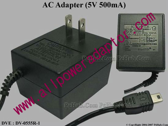 DVE DV-0555R-1 AC Adapter 5V-12V 157-10046-00, 5.2V .05A, Tip mini-USB - Click Image to Close