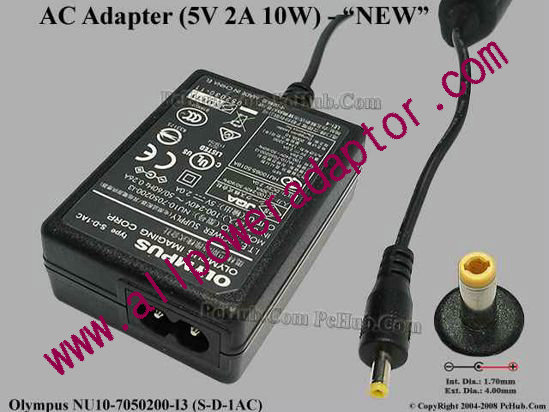 OLYMPUS NU10-7050200-I3 AC Adapter 5V-12V 5V 2A, 4.0/1.7mm, 2-Prong, New