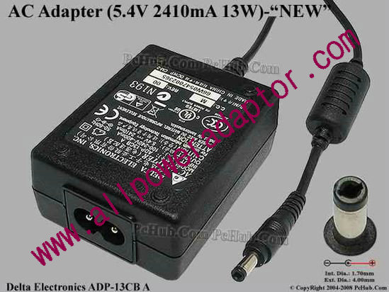 Delta Electronics ADP-13CB A AC Adapter 5V-12V 5.4V 2.41A, 4.0/1.7mm, 2-Prong, New