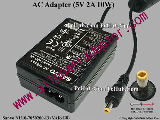 Sanyo NU10-7050200-I3 AC Adapter 5V-12V 5V 2A, 4.0/1.7mm, 2-Prong