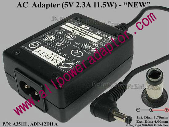 Epson A351H AC Adapter 5V-12V 5V 2.3A 1.7/4.0mm, 2-Prong