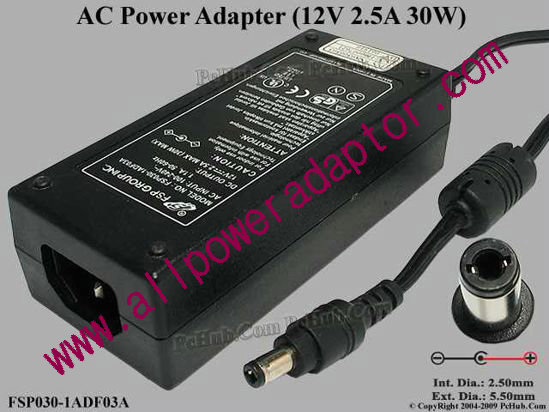 FSP Group Inc FSP030-1ADF03A AC Adapter 5V-12V 12V 2.5A, 5.5/2.5mm, C14