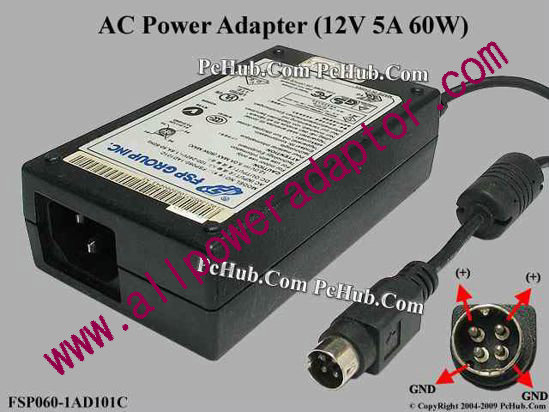 FSP Group Inc FSP060-1AD101C AC Adapter 5V-12V 12V 5A, 4-Pin P14=V, C14