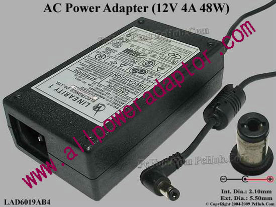 Linearity LAD6019AB4 AC Adapter 5V-12V 12V 4A, 5.5/2.1mm, C14
