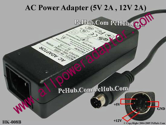 HK-008B AC Adapter 5V-12V 12V 2A, 5V 2A, 6P P34=12V P5$6=5V, C14