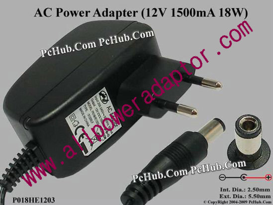 PI P018HE1203 AC Adapter 5V-12V 12V 1500mA, Tip C
