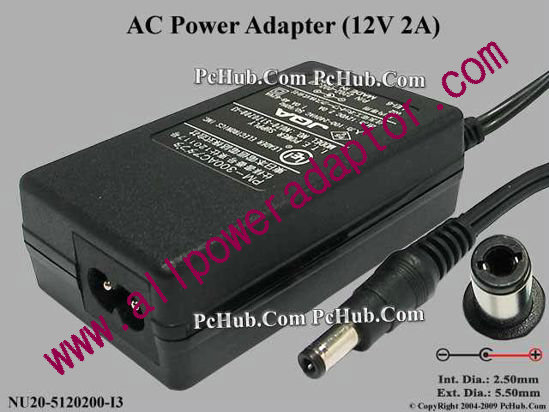 LEI / Leader NU20-5120200-I3 AC Adapter 5V-12V 12V 2A, 2.5/5.5mm, 2-Prong