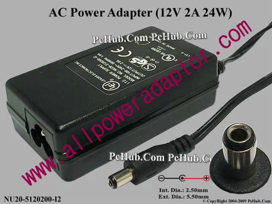 LEI / Leader NU20-5120200-I2 AC Adapter 5V-12V 12V 2A, 2.5/5.5mm, 3-Prong