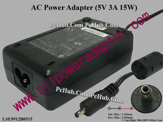 Li Shin LSE9912B0515 AC Adapter 5V-12V 5V 3A, 3.8/1.3mm, 3-Prong