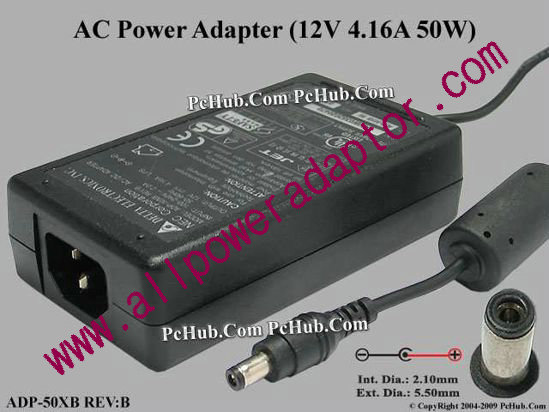 Delta Electronics ADP-50XB REV:B AC Adapter 5V-12V 12V 4.16A, 2.1/5.5mm, C14