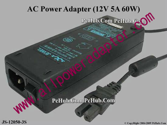 Jewel JS-12050-3S AC Adapter 5V-12V 12V 5A, 2-Hole, C14