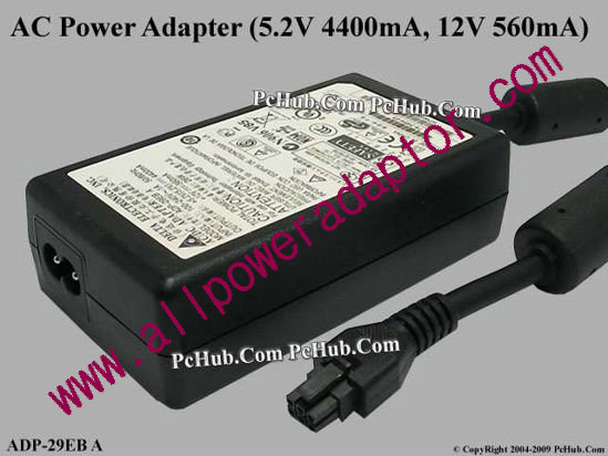 Delta Electronics ADP-29EB A AC Adapter 5V-12V 12V 0.56A, 5.2V 4.4A, 6-Hole, 2-Prong