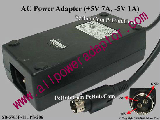SCEPTRE AC Adapter 5V-12V SB-5705F-11, 5V 7A, -5V 1A, 3-pin Din, (IEC C14)