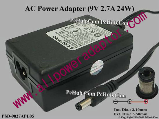 SCEPTRE AC Adapter 5V-12V PSD-9027APL05, 9V 2.7A, Tip-B