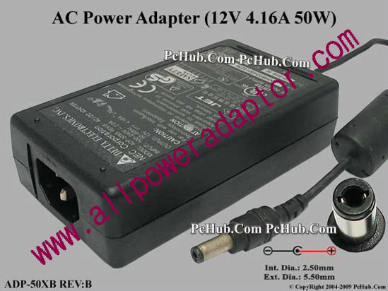 Delta Electronics ADP-50XB REV:B AC Adapter 5V-12V 12V 4.16A, 2.5/5.5mm, C14