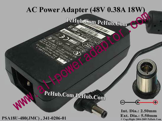 Cisco PSA18U-480(JMC) AC Adapter 48V 0.38A, 5.5/2.5mm, C14