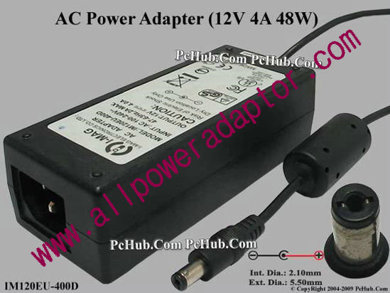 I-MAG AC Adapter 5V-12V 12V 4A, 5.5/2.1mm, C14