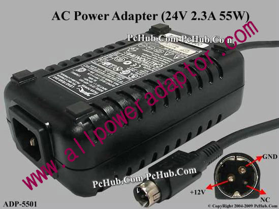Tiger Power ADP-5501 AC Adapter 24V 2.3A, 3P P1=12V , C14