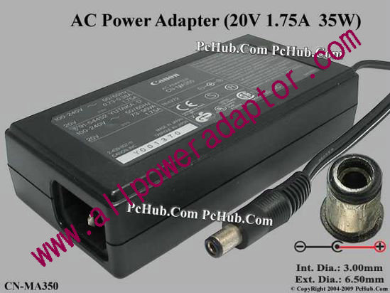 Canon CN-MA350 AC Adapter 20V 1.75A, Tip-D, (IEC C14)
