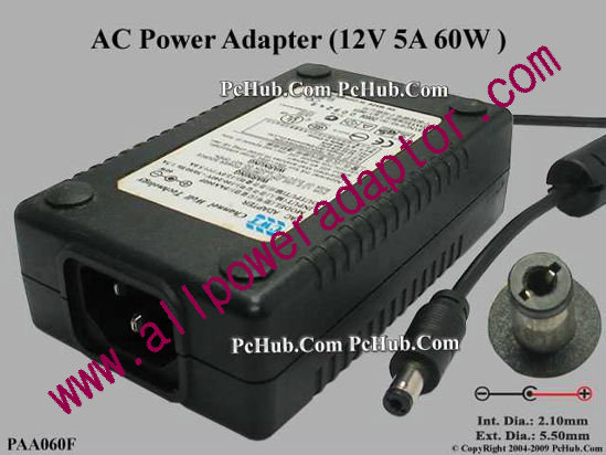 CWT AC Adapter 5V-12V 12V 5A, 5.5/2.1mm, C14
