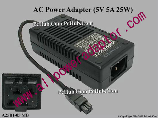 AK II Technology AC Adapter 5V-12V 5V 5A, 4 Hole Tip, C14