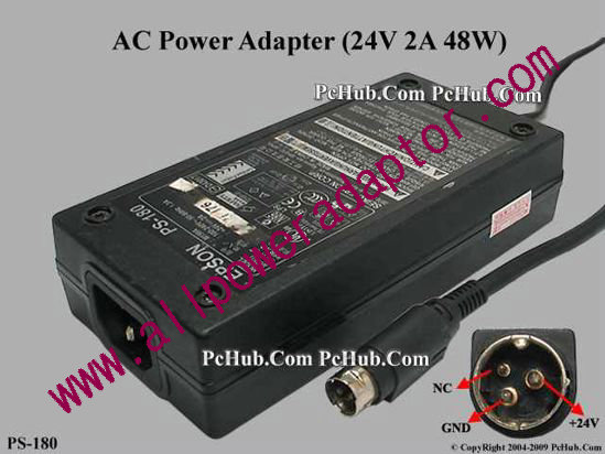 Epson PS-180 AC Adapter 24V 2A, 3-Pin P1=V , C14