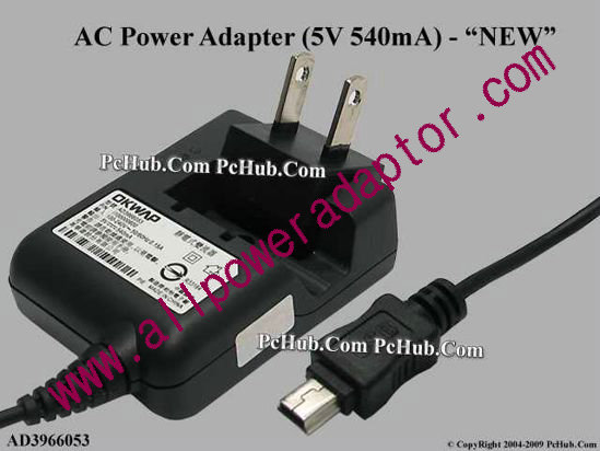 OKWAP AC Adapter 5V-12V AD3966053, mini USB, US 2-pin Plug, NEW