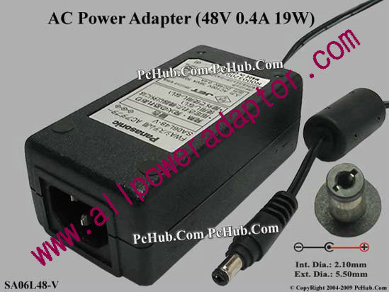 Panasonic AC Adapter 48V 0.4A, 5.5/2.1mm, C14, New