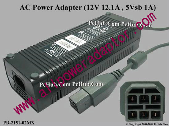 Microsoft PB-2151-02MX AC Adapter 5V-12V 12V 12.1A , 5Vsb 1A, 6-Hole, IEC C14, New