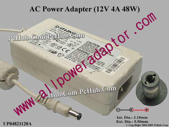 Potrans UP04821120A AC Adapter 5V-12V 12V 4A, 5.5/2.1mm, C14, White