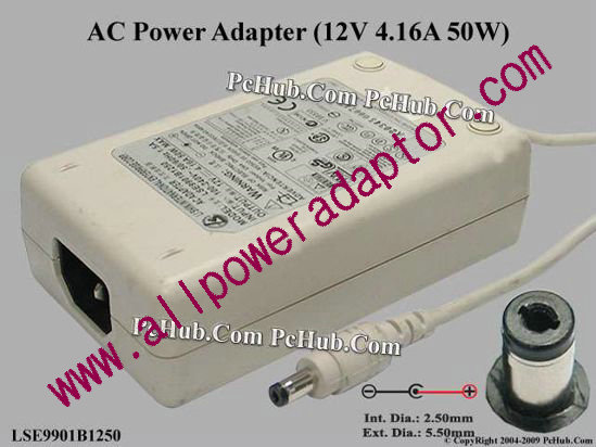 Li Shin LSE9901B1250 AC Adapter 5V-12V 12V 4.16A, 1.7/4.8mm, C14, White