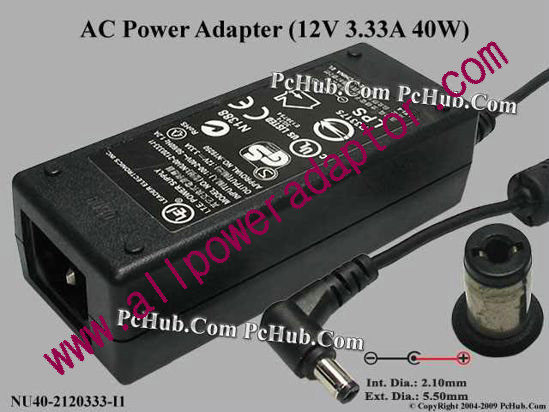LEI / Leader NU40-2120333-I1 AC Adapter 5V-12V 12V 3.33A, 5.5/2.1mm, C14