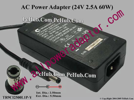 GlobTek TR9CI2500L1P-Y AC Adapter 24V 2.5A, 2.5/5.5mm, C14