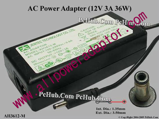 Jentec Technology AC Adapter 5V-12V 12V 3A, 3.5/1.35mm, 3-Prong