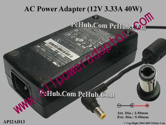 Acbel Polytech API2AD13 AC Adapter 5V-12V 12V 3.33A, 5.5/2.1mm, C14