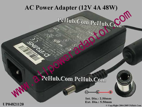 Potrans UP04821120 AC Adapter 5V-12V 12V 4A, 5.5/2.5mm, C14